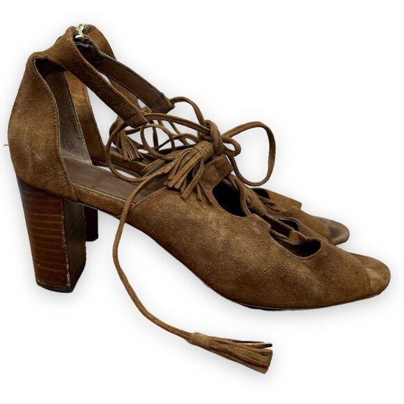 Lauren Ralph Lauren Sandals Womens 8.5 Brown Hasel Suede Strappy Gladiator‎ Heel - Picture 2 of 14